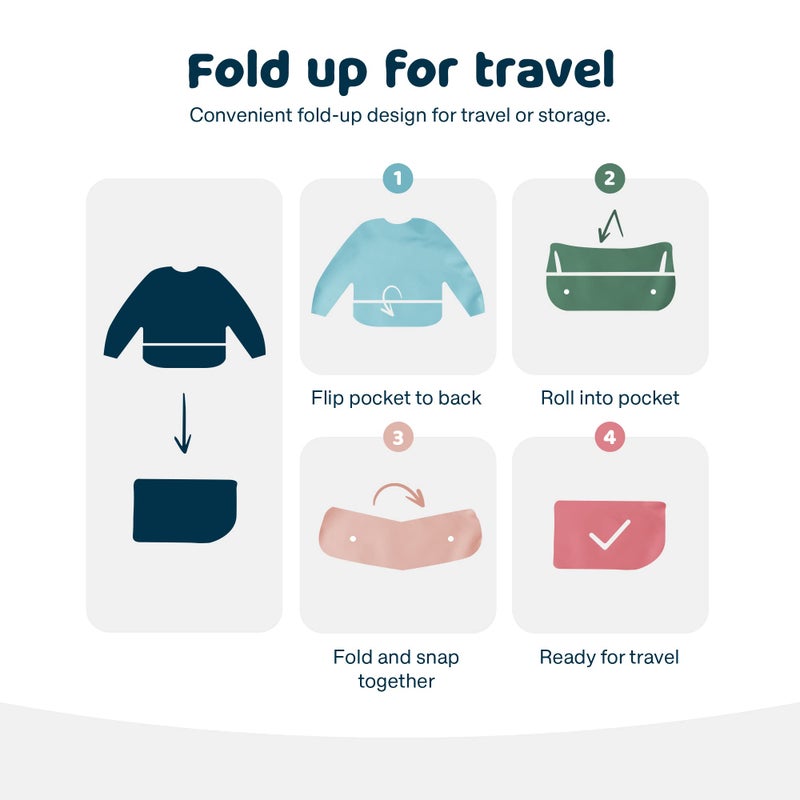 Tiny Twinkle Long Sleeve Bib for Babies & Toddlers | 2-Pack Waterproof Smock Bib for Eating | Machine Washable & Mess-Proof Feeding Essentials | Newborn Shower Gift (Slate Olive,2-4Y) - Image 5