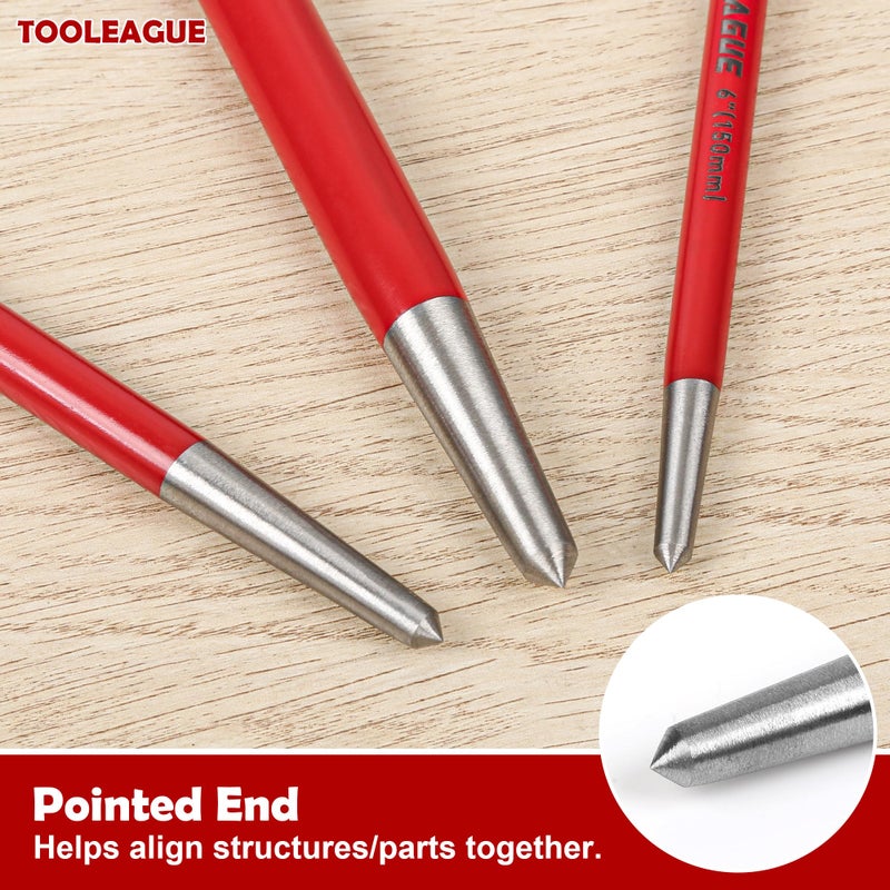 TOOLEAGUE 3Pcs Rolling Head Pry Bar Set,6",12",16" Heavy Duty Pry Bars Hand Tool for Garages,Machinery Aligning & Prying, Red - Image 4