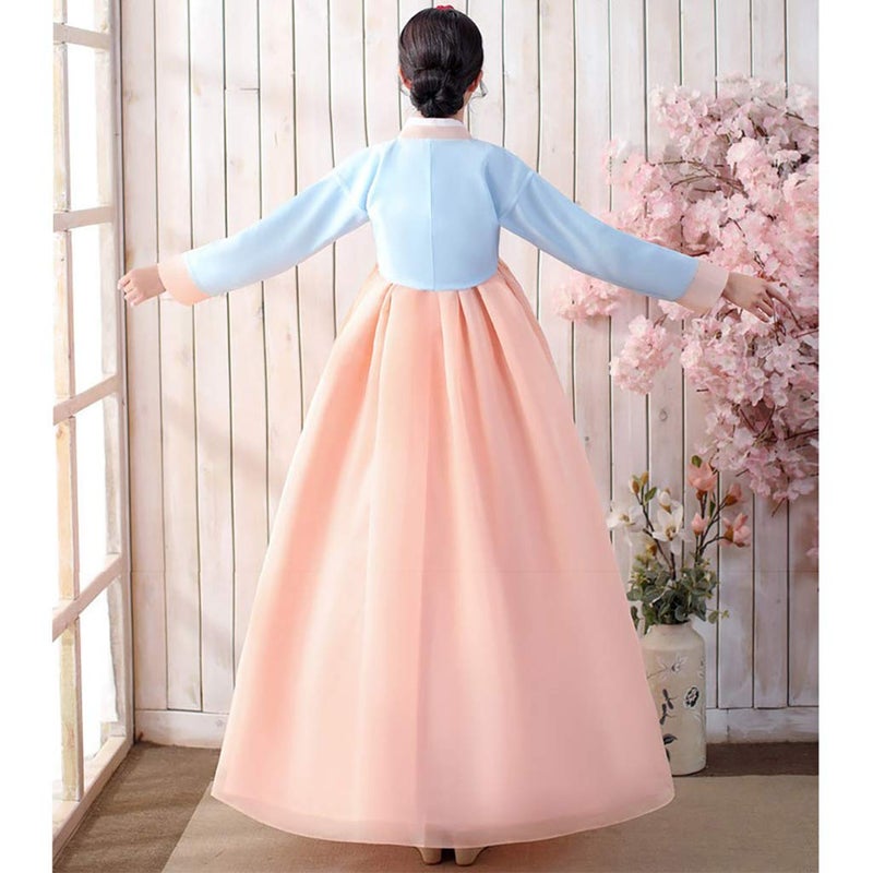 StarDY Female Korean Hanbok Traditional Dress Palace Korea Wedding Dance Costume Oriantal Dae Jang Geum Costume For Stage (L, Blue+Pink) Peru Large AL8-10-68 - Image 5