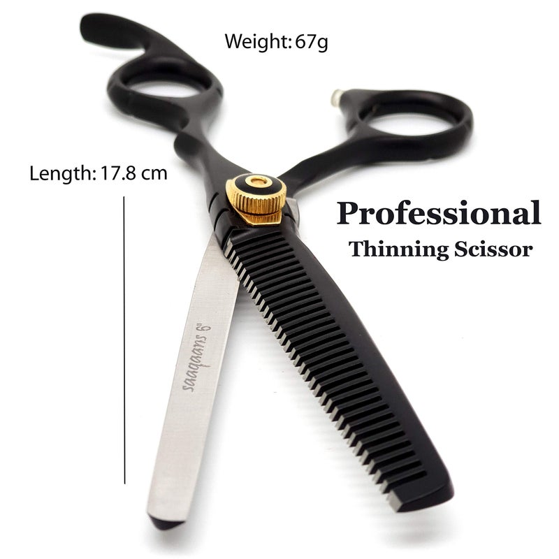 Saaqaans MSS-01 Stylish Hairdressing Scissors Set - Hair Cutting Scissor for Barber/Hairdresser/Hair Salon + Texture/Thinning Haircut Shear for Beautician + Straight Edge Razor + 10 Blades with Case - Image 5