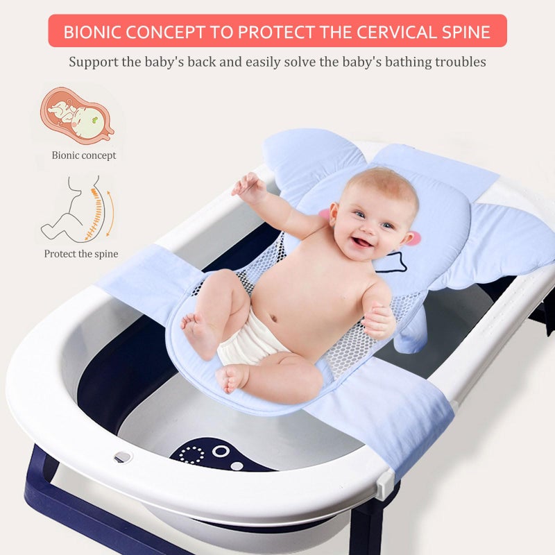AIR&TREE Baby Bath Seat Support Net, Quick Drying, Adjustable, Comfortable, Non-Slip, Infant Bathtub Sling Shower Mesh for a Tub, with Safety Support Corners (Blue) - Image 5