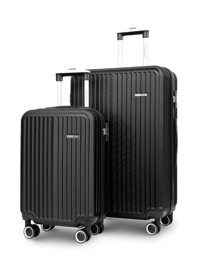 PARAJOHN Popglide Series Set of 2 Luggage | Lightweight Small 10KG & Large 30KG ABS 4 Wheels Trolley Hardsided Travel Suitcase - Black