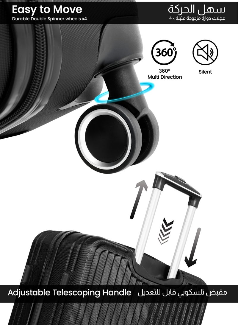 PARAJOHN Popglide Series Set of 2 Luggage | Lightweight Small 10KG & Large 30KG ABS 4 Wheels Trolley Hardsided Travel Suitcase - Black - Image 3