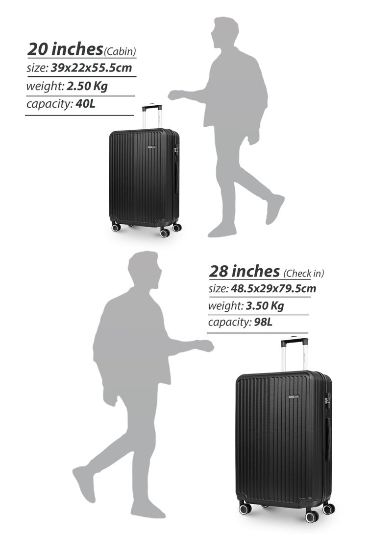 PARAJOHN Popglide Series Set of 2 Luggage | Lightweight Small 10KG & Large 30KG ABS 4 Wheels Trolley Hardsided Travel Suitcase - Black - Image 5