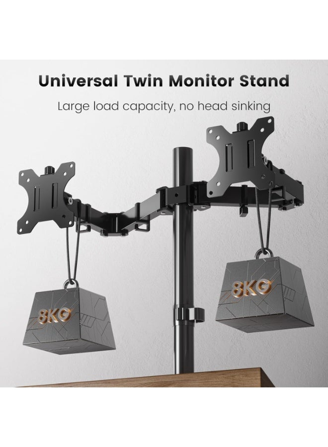 NB Height-adjustable dual monitor arm for 13-32 inch computer monitors up to 10 kg/22 lbs, durable 75 mm/10 cm dual VESA monitor mount, designed for home and office - Image 3