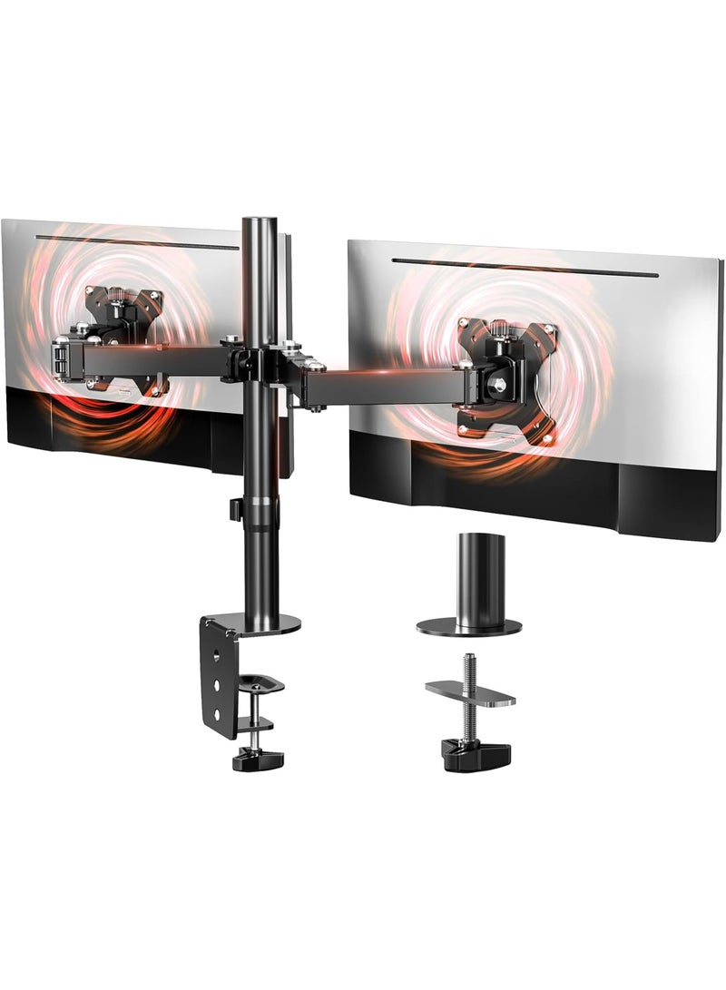 NB Height-adjustable dual monitor arm for 13-32 inch computer monitors up to 10 kg/22 lbs, durable 75 mm/10 cm dual VESA monitor mount, designed for home and office - Image 5