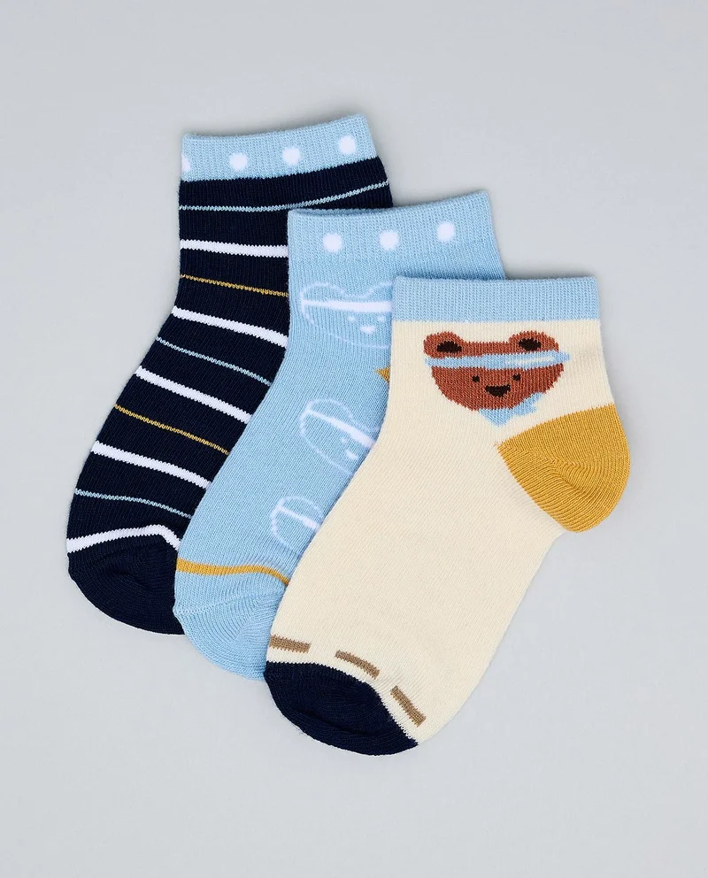 أر أند بي 3 Pack Printed Ankle Socks