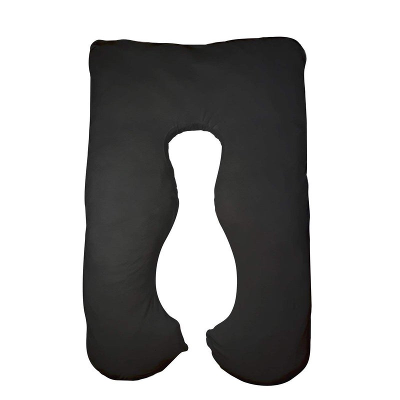 Betty Dain Betty Dain Pregnancy Full Body UShaped Pillowcase Replacement Cover Universal Fit 100 Jersey Knit Cotton Soft and Stretchy Dual Zippers Black