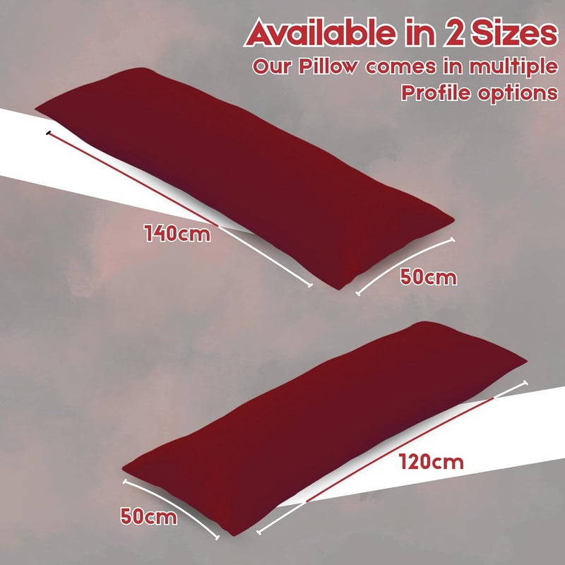 OSBED Soft & Comfy Long Body Pillow for Side Sleepers - Burgundy, 50 x 140cm - Image 2