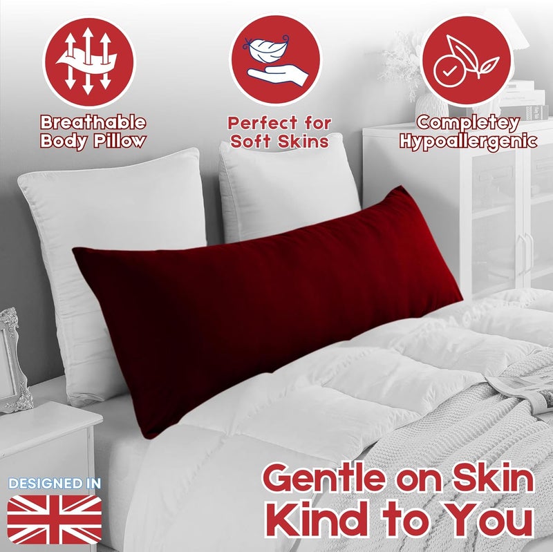 OSBED Soft & Comfy Long Body Pillow for Side Sleepers - Burgundy, 50 x 140cm - Image 4