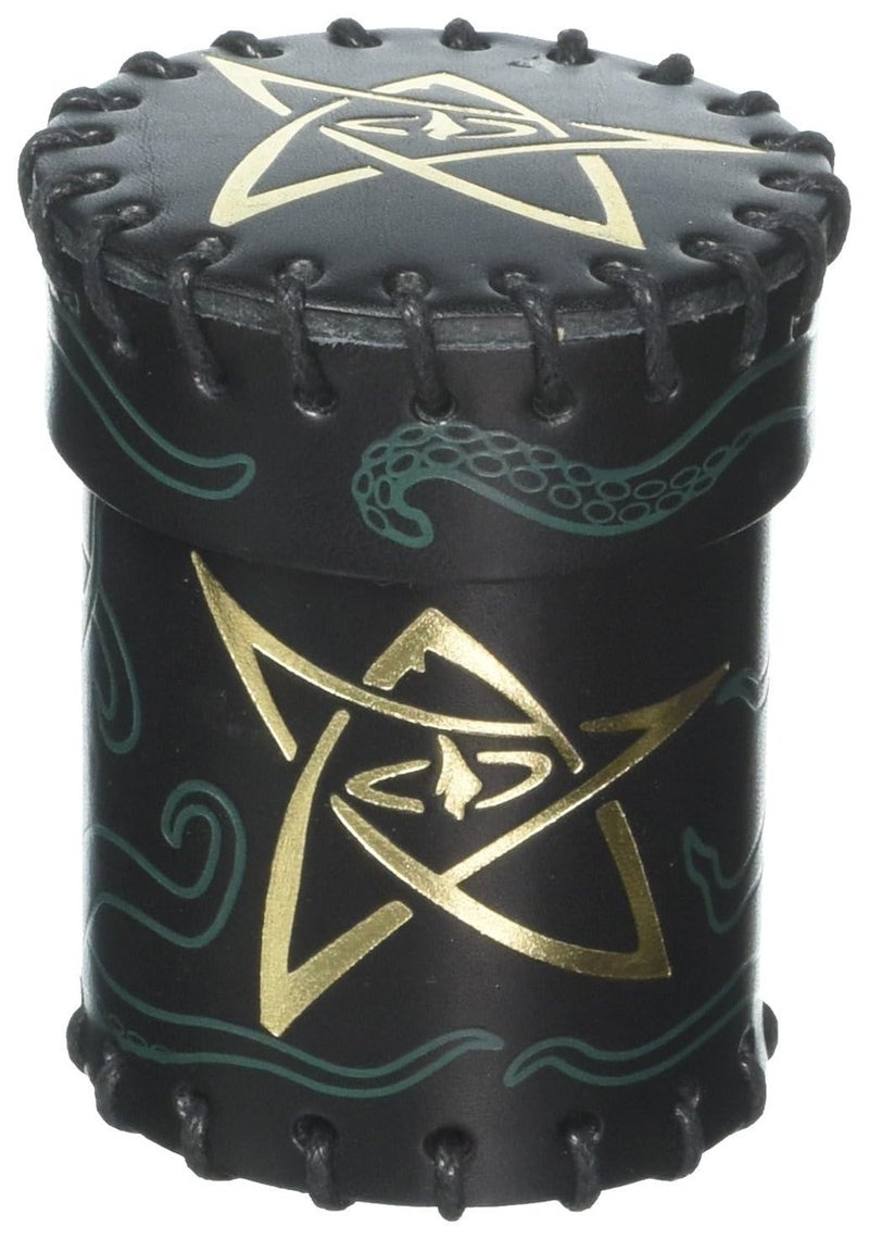 Q Workshop Call of Cthulhu Black & Green-Golden Leather Dice Cup - Image 1