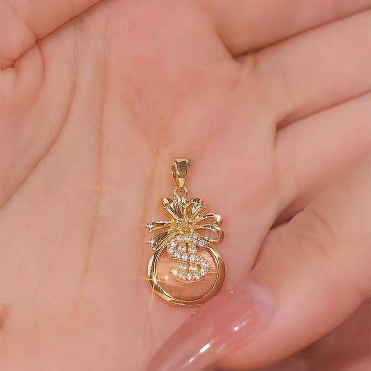 Trendy Pink Lucky Bag Coin Necklace for Girls Single pendant