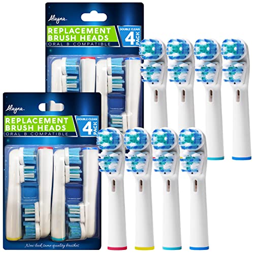 Alayna (TM) Replacement Brush Heads Compatible with Oral B- Double Clean Design, Pack of 8 Generic Electric Toothbrush Replacement White - Image 2