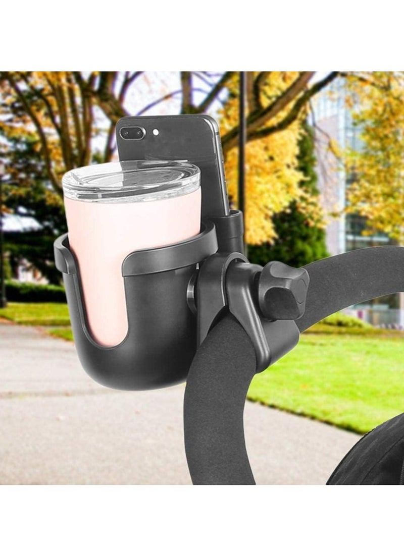Gonice Stroller Cup Holder - 2 in 1 Universal Cup Holder Rack Bottle Holder for Buggy Pushchair Wheelchair Bike and More (Black)  - Image 5