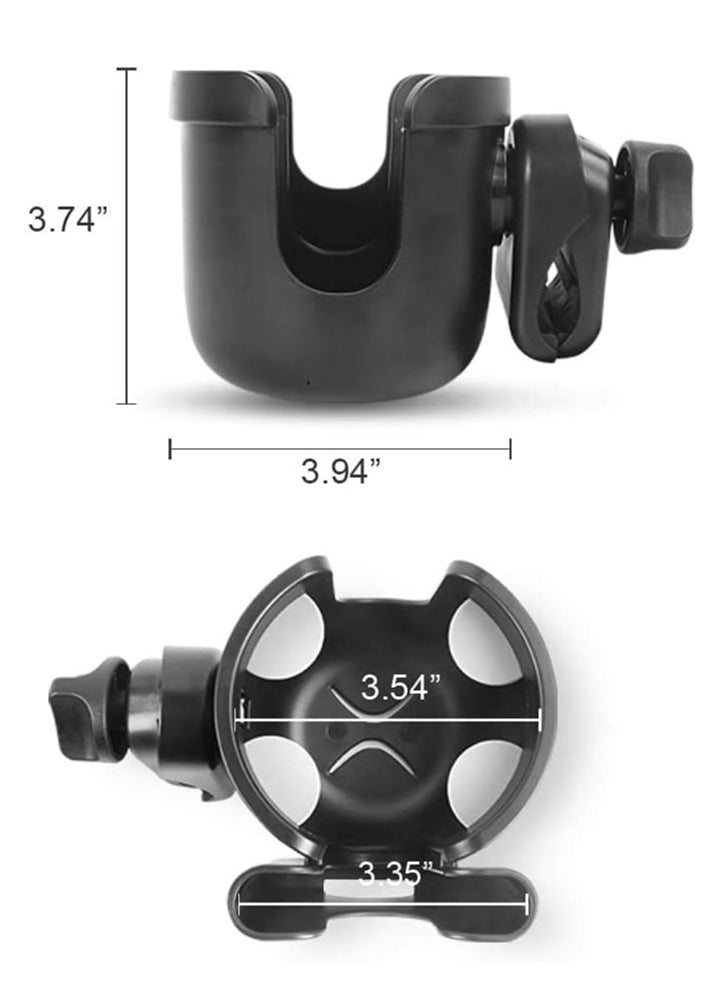 Gonice Stroller Cup Holder - 2 in 1 Universal Cup Holder Rack Bottle Holder for Buggy Pushchair Wheelchair Bike and More (Black)  - Image 3