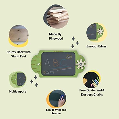 The Funny Mind Multipurpose Wooden PSP Scribble Chalk Board with Chalk and Duster | Black Slate for Kids, Decoration, Kitchen, Writing, Drawing, and Play | Mini Black Board | Writing Slate - Image 2