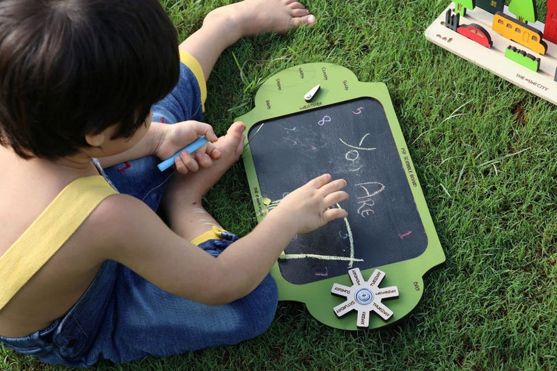 The Funny Mind Multipurpose Wooden PSP Scribble Chalk Board with Chalk and Duster | Black Slate for Kids, Decoration, Kitchen, Writing, Drawing, and Play | Mini Black Board | Writing Slate - Image 5