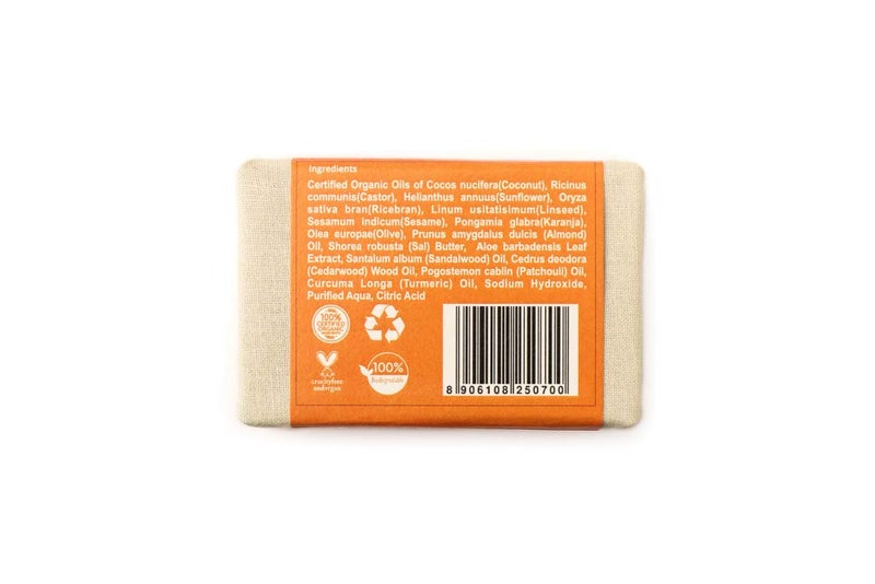 Rustic Art Organic Sandal Soap with Almond  Turmeric  For All Skin Types  Coldprocessed  Cooling  Soothing  For Women  Men  100g Pack of 2 - Image 4
