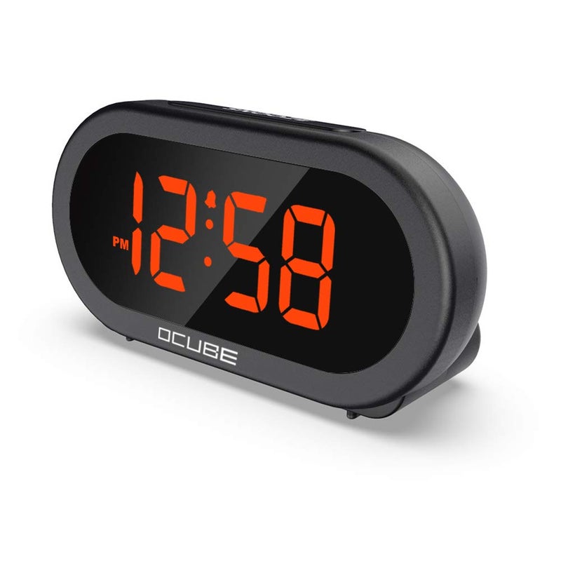 OCUBE Digital Alarm Clock Bedside Clock with 5 Optional Alarm Sounds 0100 Dimmer Adjustable Alarm Volume Easy to Use USB Charger Big Digit Display Snooze 1224Hr Mains PoweredBlack