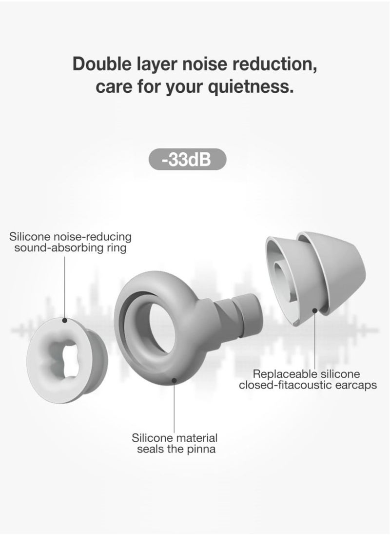 joyzzz - Ear Plugs for Sleeping Noise Cancelling, Immersive Silicone Noise Cancelling Earplugs for Sleeping, Studying, Working, Traveling, Swimming (-33dB) (Grey) - Image 1