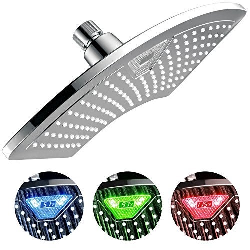 Dream Spa AquaFan 12 inch All-Chrome Rainfall-LED-Shower-Head with Color-Changing LED/LCD Temperature Display - Image 1