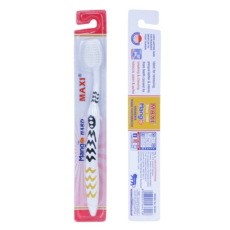 MAXI Mango Hard Bristles Toothbrush, Multicolor (Pack of 12) - Image 4