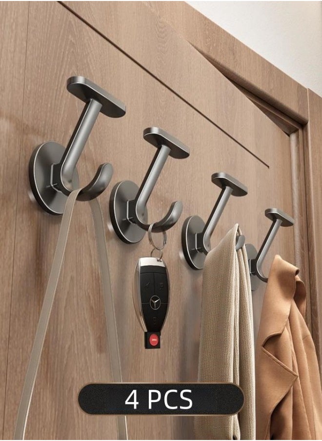 MIXDE Wall-Mounted Coat Hooks,4 Pack Matte Grey Hooks For Hanging Coats And Hat Hook,Door Towel Hooks For Bathrooms  - Image 1