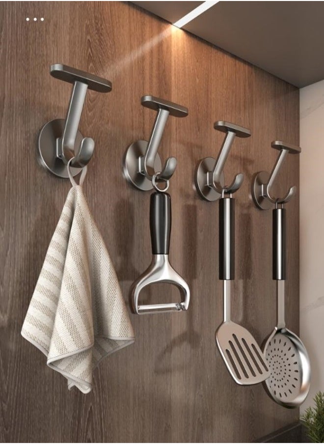 MIXDE Wall-Mounted Coat Hooks,4 Pack Matte Grey Hooks For Hanging Coats And Hat Hook,Door Towel Hooks For Bathrooms  - Image 3