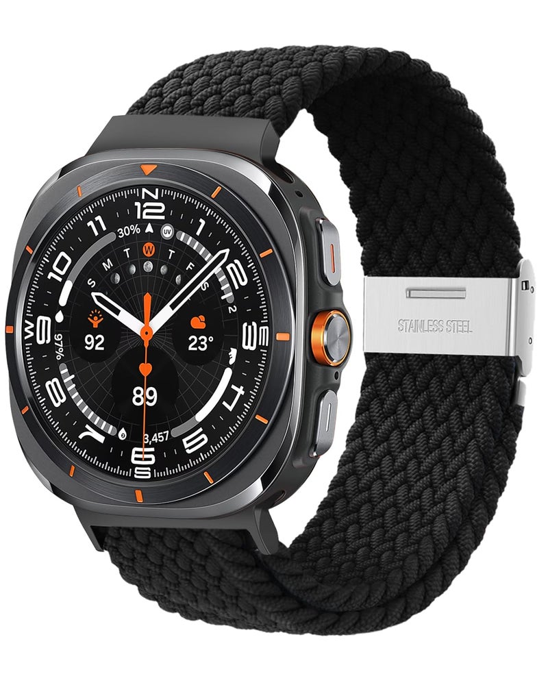 BandRain Stretchy Braided Band Compatible with Samsung Galaxy Watch 7 Ultra 47mm – Elastic Nylon Sport Replacement Strap for Men Women (2024) - Image 1