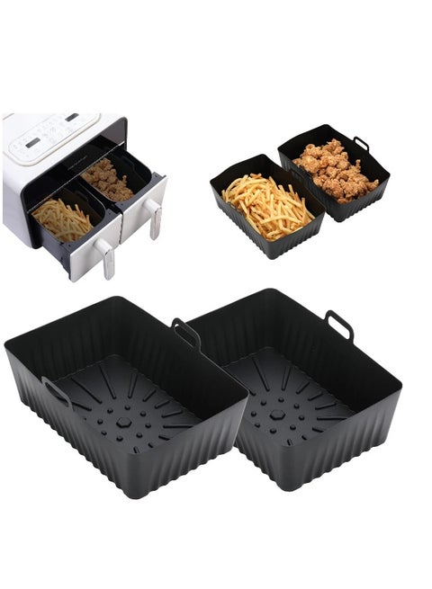 2-Pack Large Silicone Air Fryer Liners, Reusable Accessories Compatible with Ninja AF400UK/TOWER/Salter/Instant Vortex, Non-Stick Air Fryer Mats for Double Basket