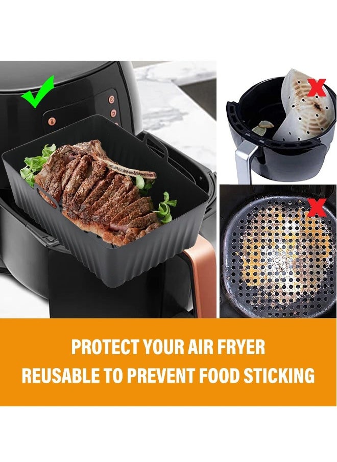 Generic - 2-Pack Large Silicone Air Fryer Liners, Reusable Accessories Compatible with Ninja AF400UK/TOWER/Salter/Instant Vortex, Non-Stick Air Fryer Mats for Double Basket - Image 1