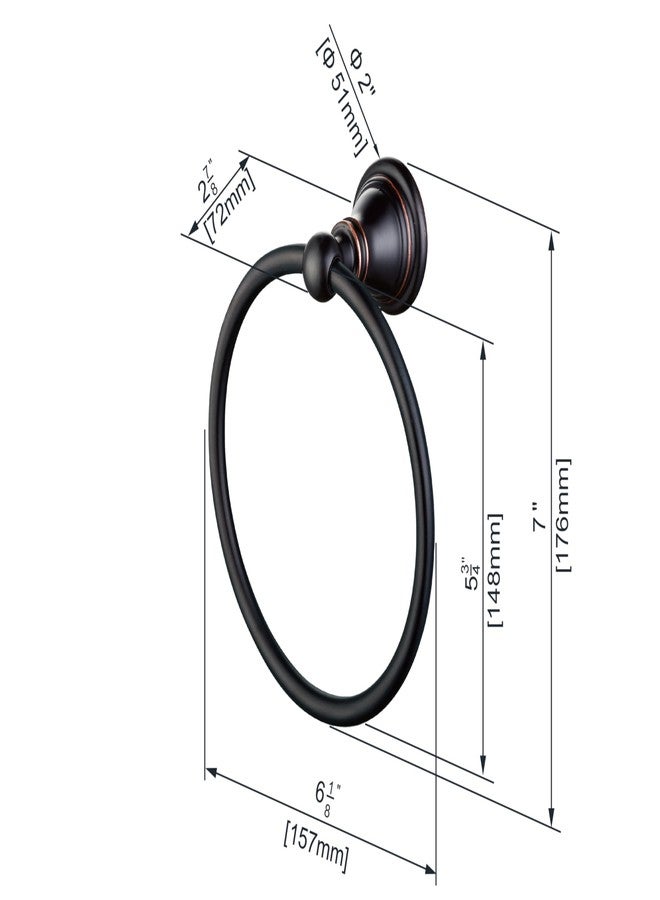 Derengge F-0801-ORB Bath Towel Ring, Bathroom Hardware Accessories Wall Mounted Towel Holder for Bathroom,Oil Rubbed Bronze Finished - Image 2
