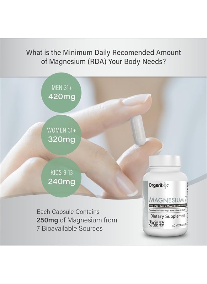 Magnesium Supplement, Natural Calm Magnesium Capsules for Sleep Support, Muscle Recovery, with Vitamin B6 and Manganese Citrate and Glycinate, High Absorption, Vegan, Non GMO (60 Count)