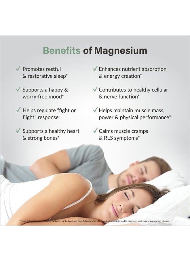 Magnesium Supplement, Natural Calm Magnesium Capsules for Sleep Support, Muscle Recovery, with Vitamin B6 and Manganese Citrate and Glycinate, High Absorption, Vegan, Non GMO (60 Count)
