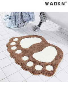 WAOKN Non Slip Bathroom Rug, Soft Absorbent Bath Mat & Floor Rugs for Shower, Kitchen-Machine-Washable Used in Bathroom, Shower, Room, Etc, 40x60cm (Brown)  - Image 1