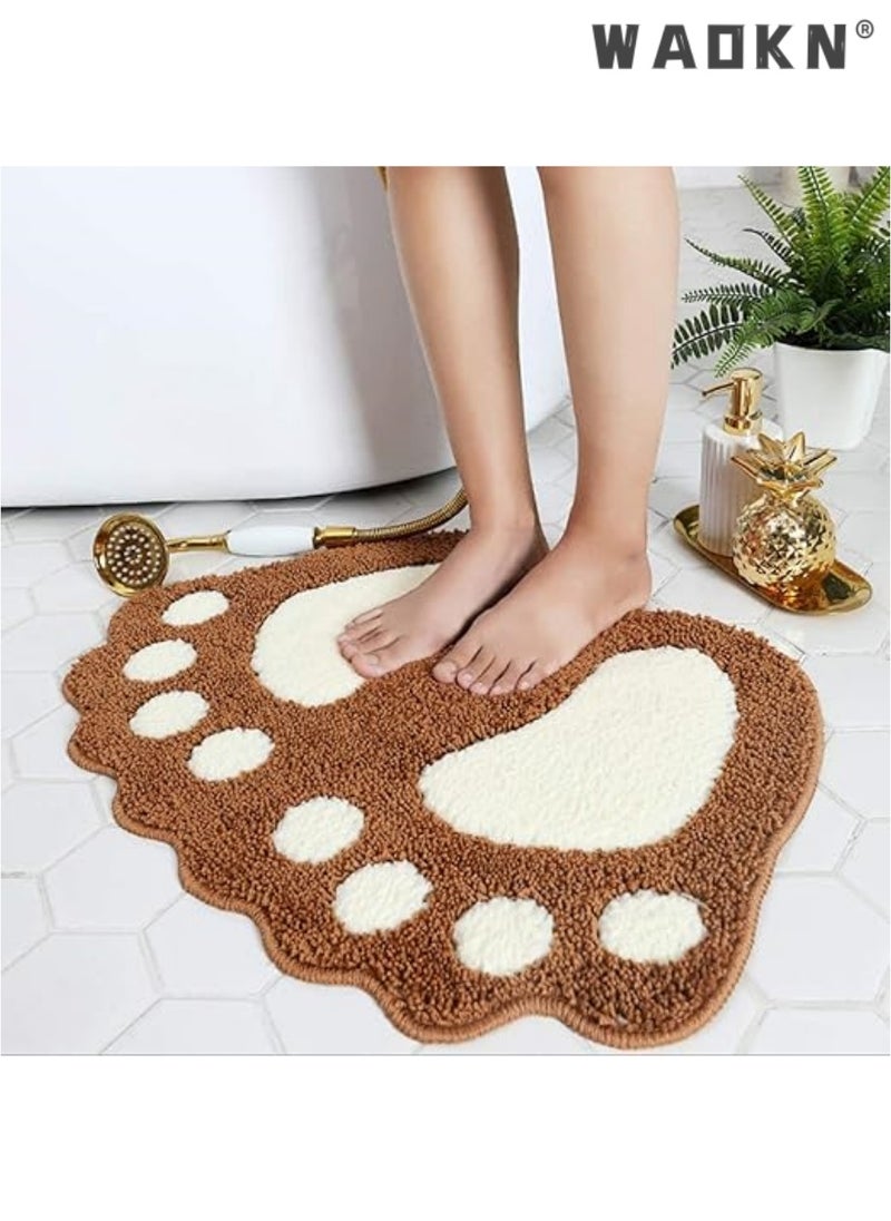 WAOKN - Non Slip Bathroom Rug, Soft Absorbent Bath Mat & Floor Rugs for Shower, Kitchen-Machine-Washable Used in Bathroom, Shower, Room, Etc, 40x60cm (Brown) - Image 1