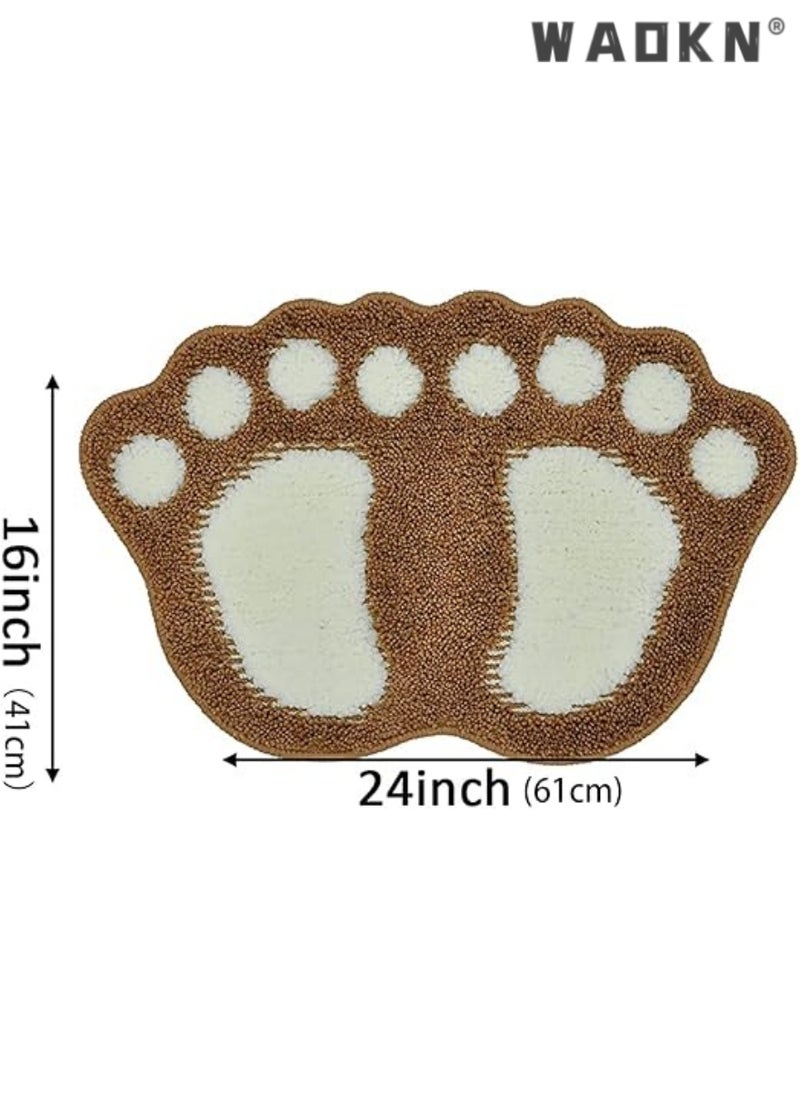 WAOKN - Non Slip Bathroom Rug, Soft Absorbent Bath Mat & Floor Rugs for Shower, Kitchen-Machine-Washable Used in Bathroom, Shower, Room, Etc, 40x60cm (Brown) - Image 1