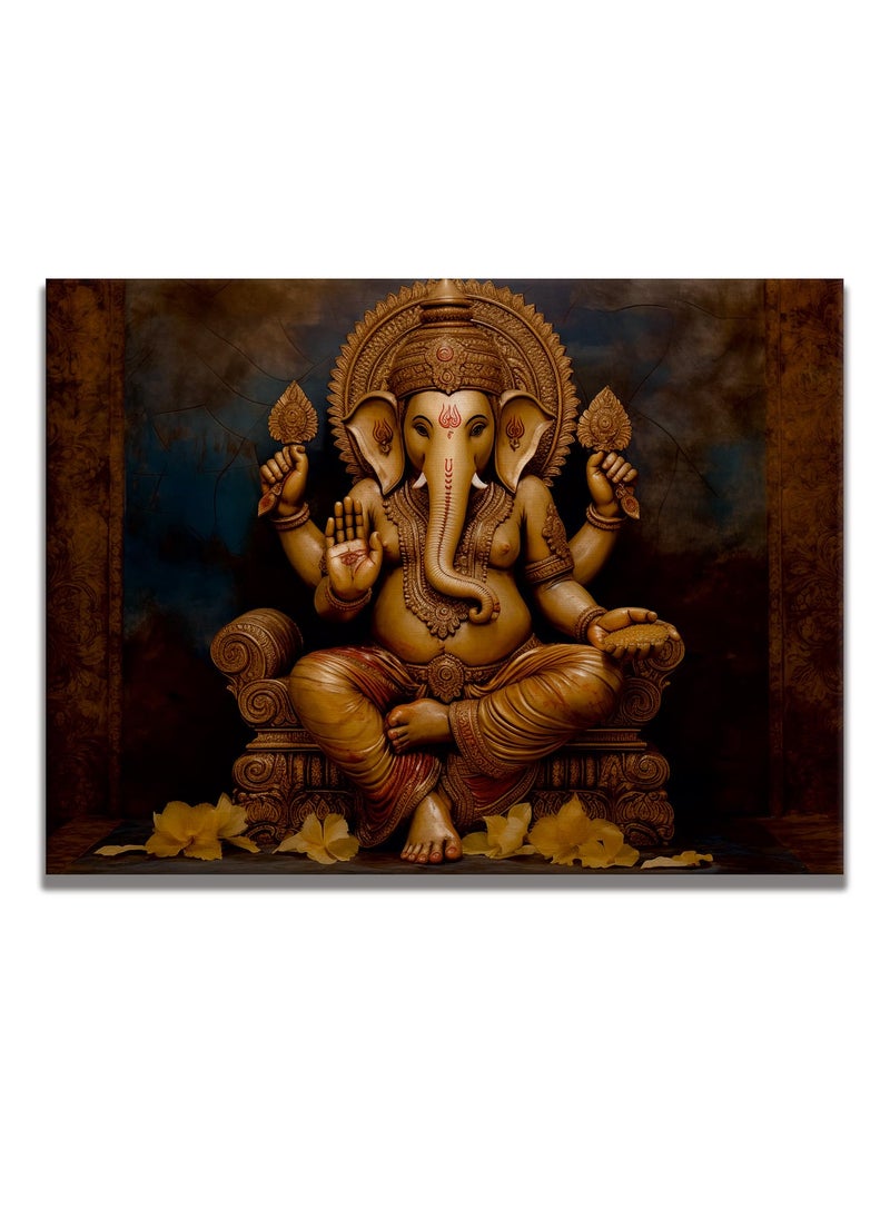 Paper Plane Design PAPER PLANE DESIGN Blessings of Ganapati Large Wall Art Divine Ganpati Artwork Ganesha s Framed Canvas Painting For Office Living Room Bedroom Office Home Decor. (18 x 24 Inch, D)  - Image 2