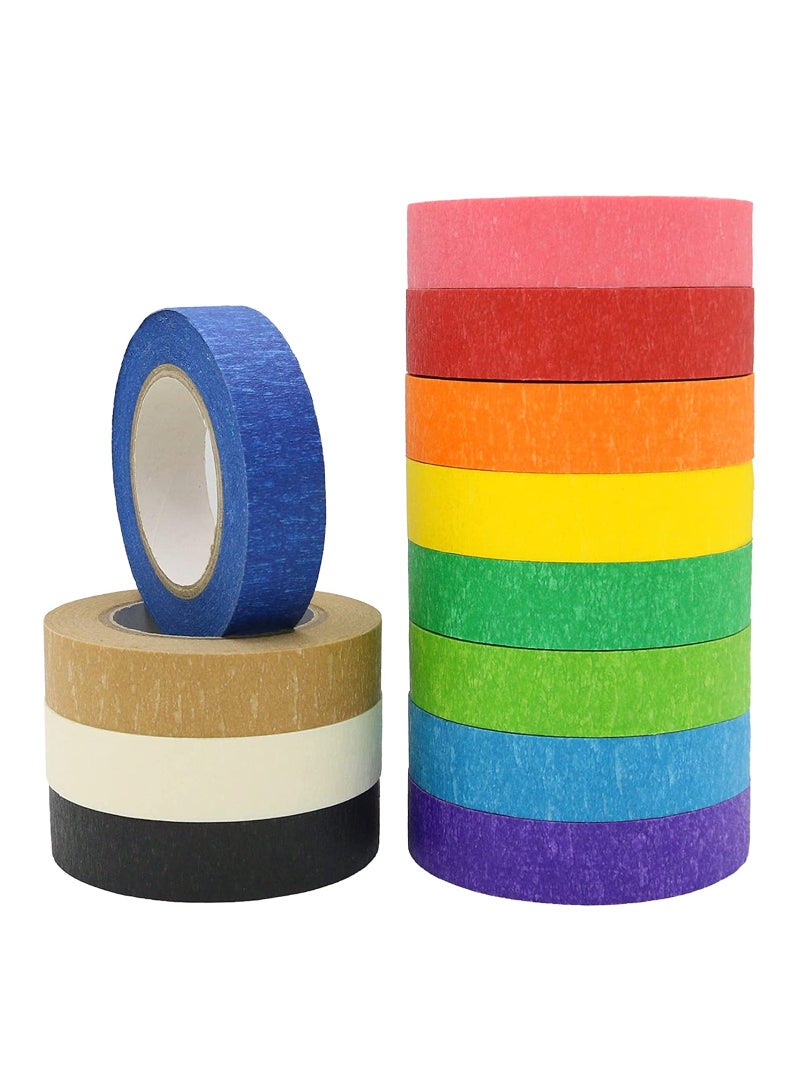 SYOSI Colored Masking Tape Craft Rainbow Colors Painting Painters Labeling Paper for Arts Crafts Bullet Journals Party Decorations DIY Craft 12 Roll 12m*1.2cm - Image 1