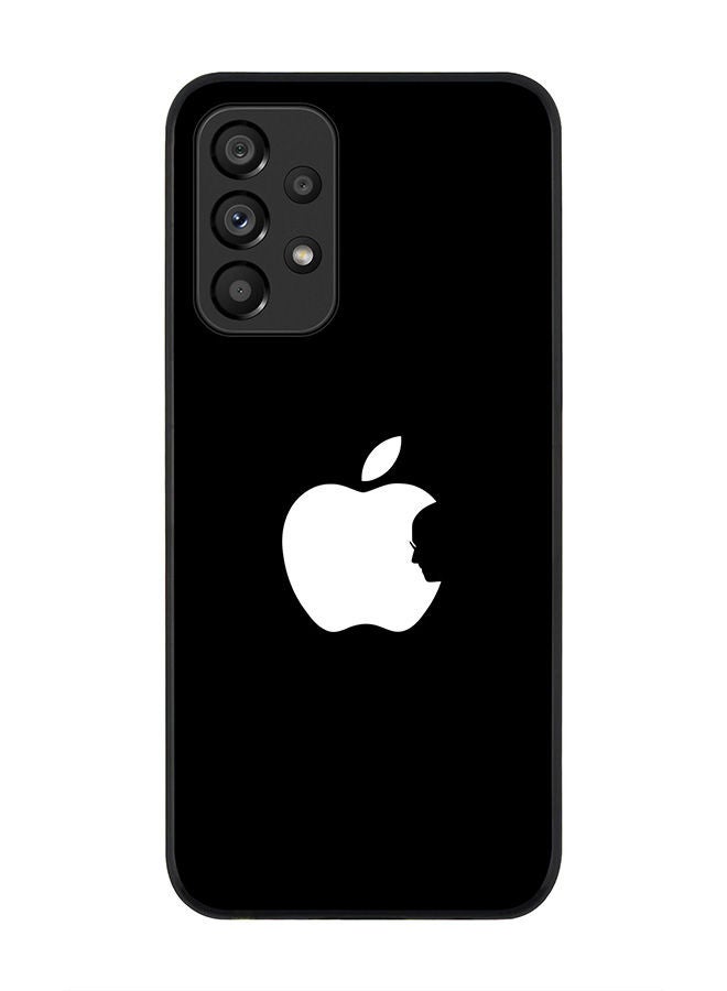 Stylizedd Rugged Black edge case for Samsung Galaxy A33 5G Slim fit Soft Case Flexible Rubber Edges Anti Drop TPU Gel Thin Cover - Steve's Apple - Black - Image 1