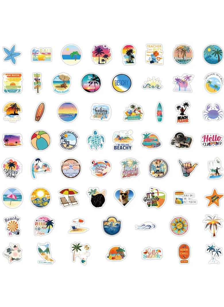 Goolsky - 120pcs Beach Summer Travel Aesthetics Stickers Pack, Funny Vinyl Waterproof Stickers For Water Bottle, Skateboard, Laptop, Phone, Journal, Scrapbook Stickers Gifts For Adults For Party Supply - Image 1