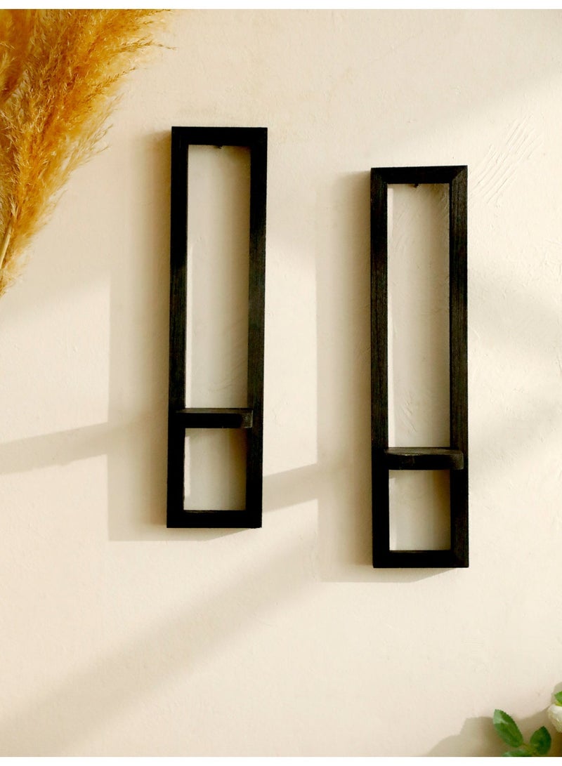 2-Piece Wooden Wall Shelves Set, Modern Floating Candle Holder for Living Room & Majlis Decor, Minimalist Wall Art - Yellow Friday Deals - Image 4