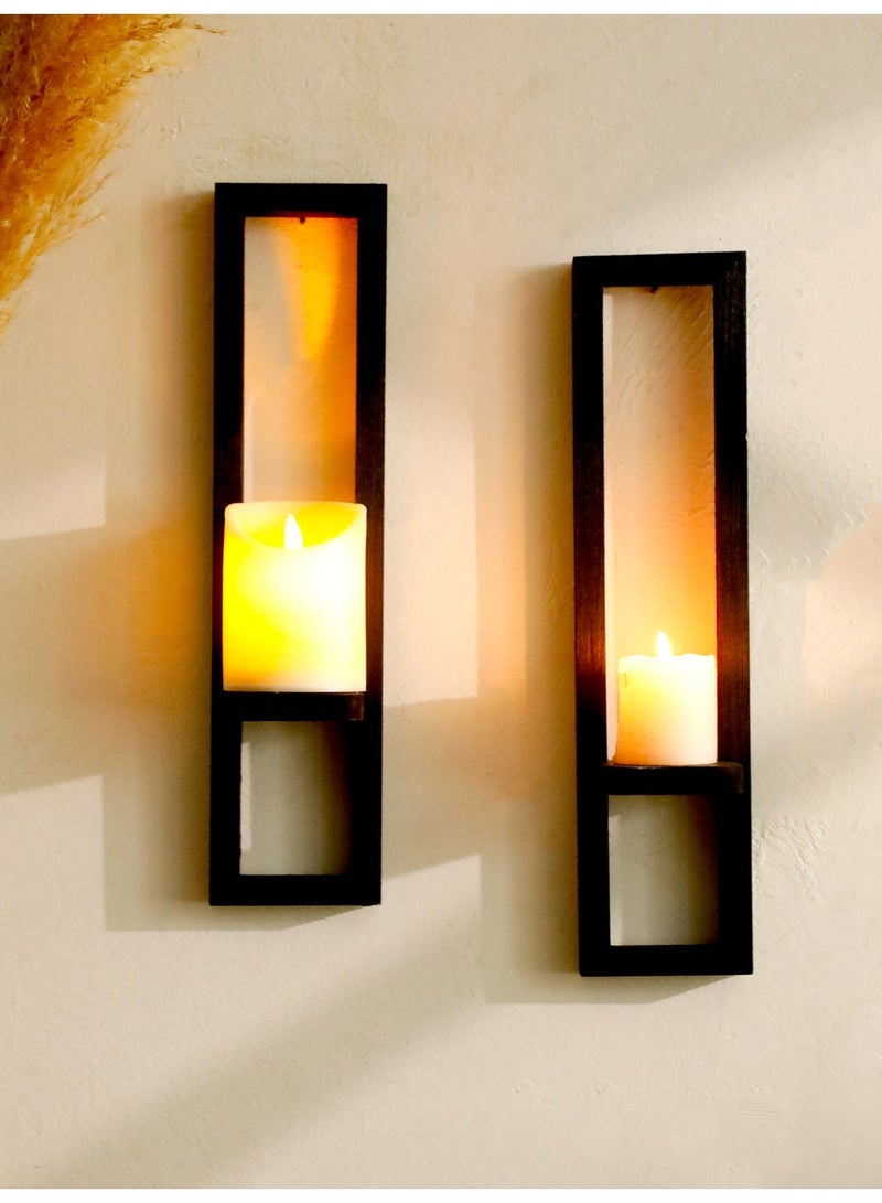 2-Piece Wooden Wall Shelves Set, Modern Floating Candle Holder for Living Room & Majlis Decor, Minimalist Wall Art - Yellow Friday Deals - Image 5