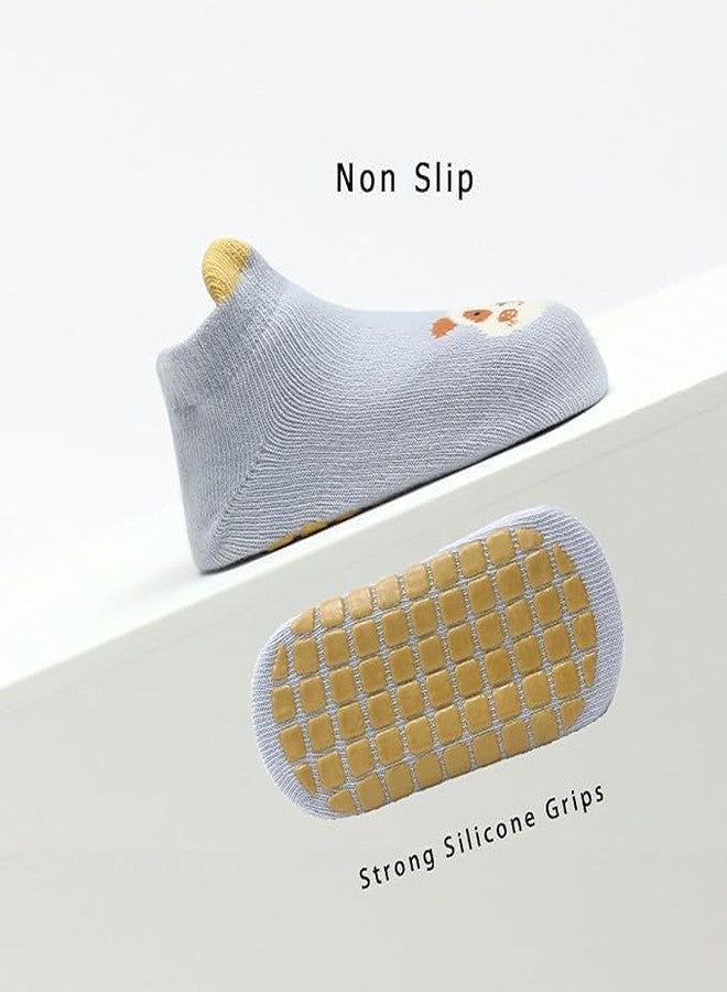 Afrodite Baby Non-Slip Grip Socks for Toddlers - Soft Cotton Anti-Skid Socks with Cute Animal Patterns - Comfortable Indoor Slipper Socks for Boys & Girls 0-3 Years - Image 5