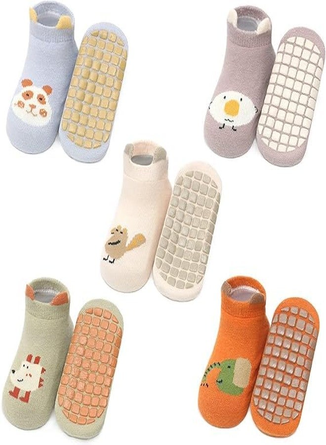 Afrodite Baby Non-Slip Grip Socks for Toddlers - Soft Cotton Anti-Skid Socks with Cute Animal Patterns - Comfortable Indoor Slipper Socks for Boys & Girls 0-3 Years - Image 1