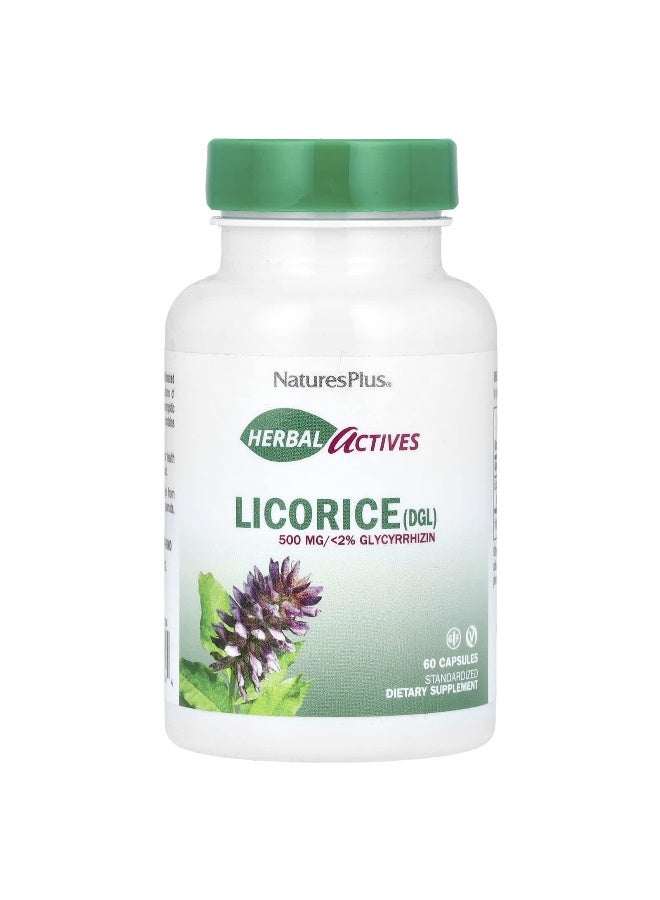 Natures Plus NaturesPlus, Herbal Actives, Licorice (DGL), 500 mg, 60 Capsules - Image 1