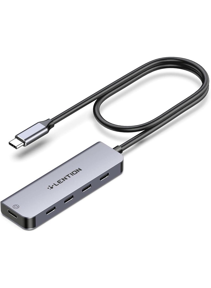 Lention LENTION USB C Hub, 2FT Long Cable USB C Multiport Adapter, 4 USB3.0 Ports (USB-C Type, 5Gpbs), Powered USB C Port,Compatible MacBook Pro, iMac, iPad Pro, iPhone 15/15 Pro, and More (CE31,Space Gray)  - Image 1
