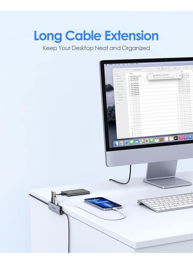 Lention LENTION USB C Hub, 2FT Long Cable USB C Multiport Adapter, 4 USB3.0 Ports (USB-C Type, 5Gpbs), Powered USB C Port,Compatible MacBook Pro, iMac, iPad Pro, iPhone 15/15 Pro, and More (CE31,Space Gray)  - Image 2
