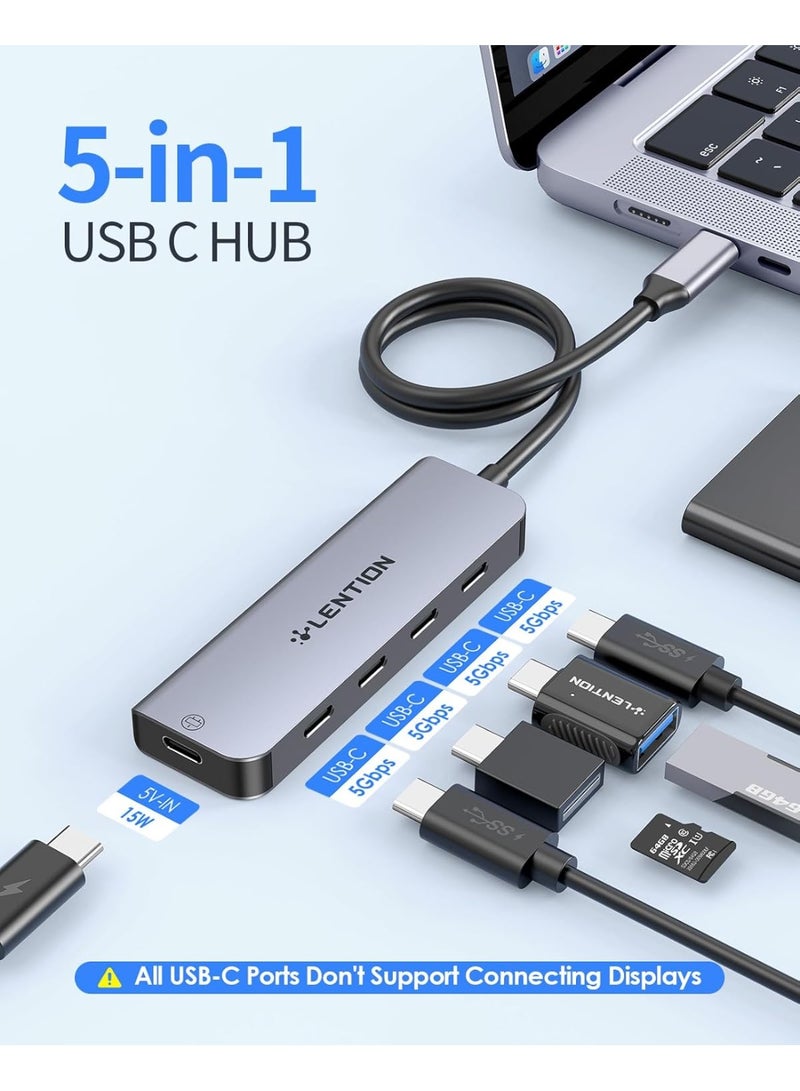 Lention LENTION USB C Hub, 2FT Long Cable USB C Multiport Adapter, 4 USB3.0 Ports (USB-C Type, 5Gpbs), Powered USB C Port,Compatible MacBook Pro, iMac, iPad Pro, iPhone 15/15 Pro, and More (CE31,Space Gray)  - Image 5