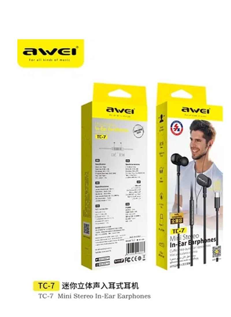 AWEI TC-7 Mini Stereo In-ear earphone Type-C Earphones1.2m - pzsku/ZFEBB2D8208ECCF5B9CF6Z/45/_/1726428498/7b191a4e-b6de-4763-8de7-1c8de5448758